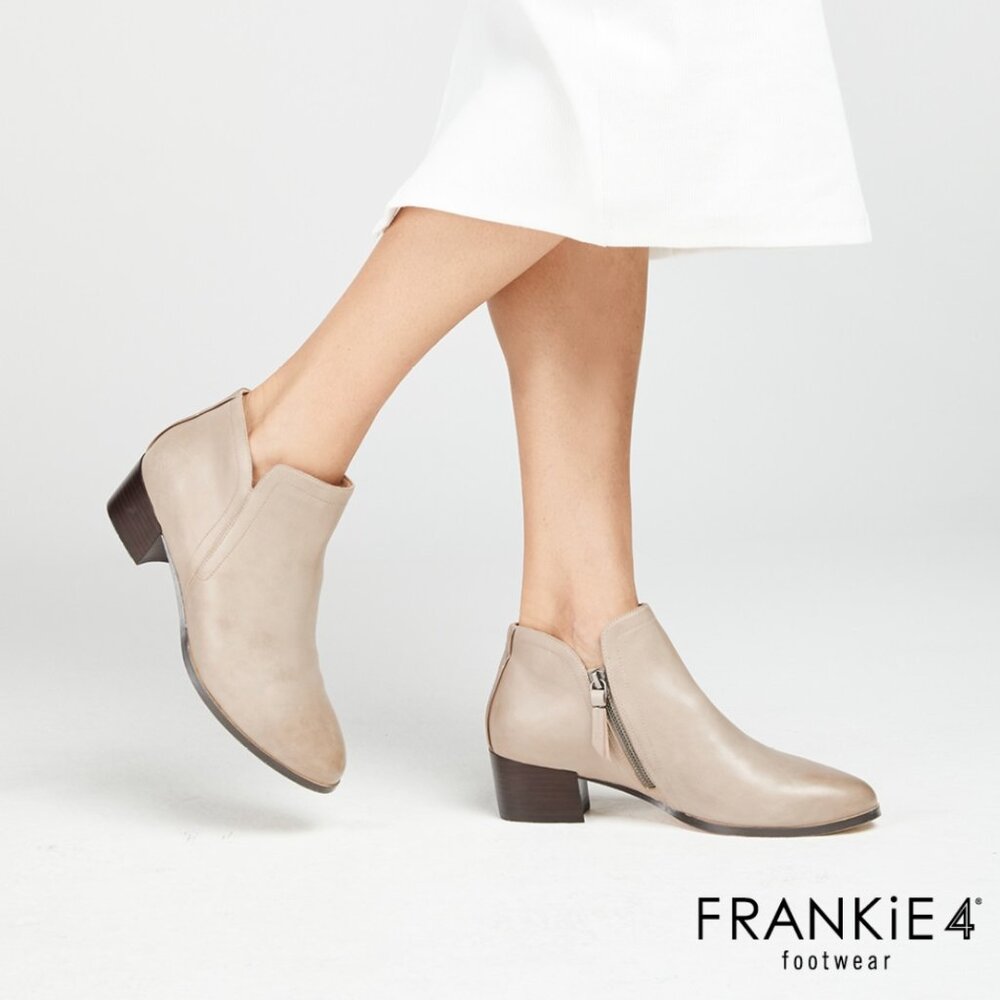 FRANKiE4 Women's Taupe Ankle Booties - Sleek Zip Booties